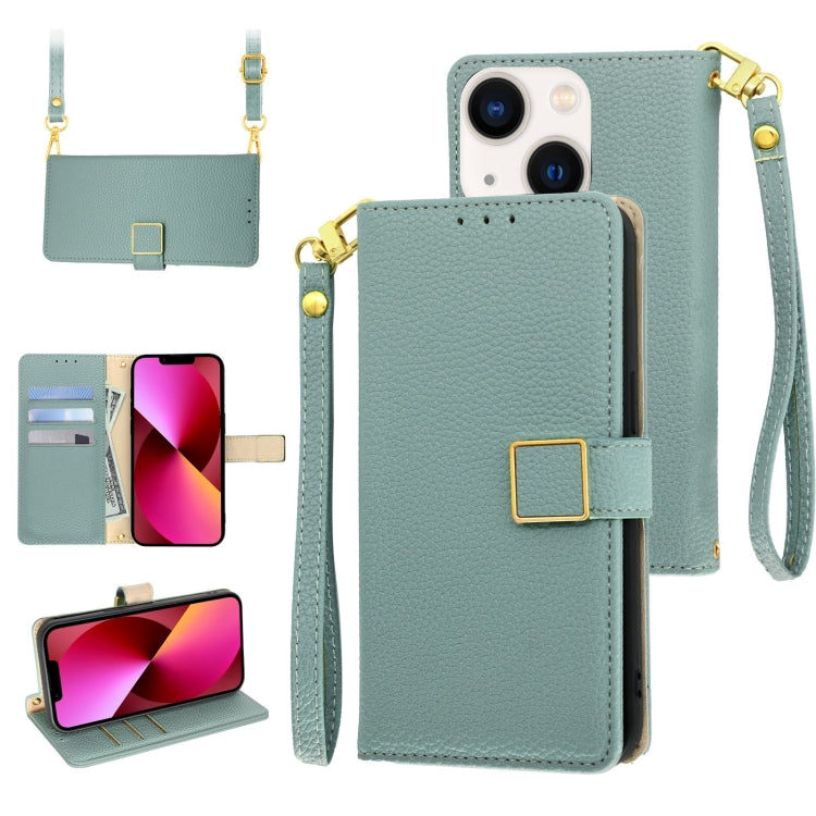 For iPhone 13 mini Crossbody Litchi Texture Square Buckle Leather Phone Case