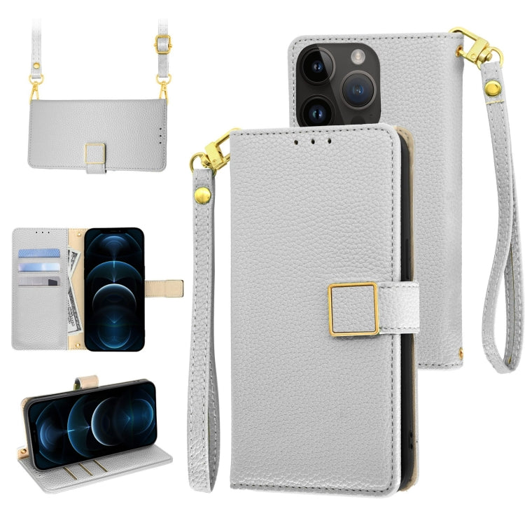 For iPhone 12 Pro Max Crossbody Litchi Texture Square Buckle Leather Phone Case