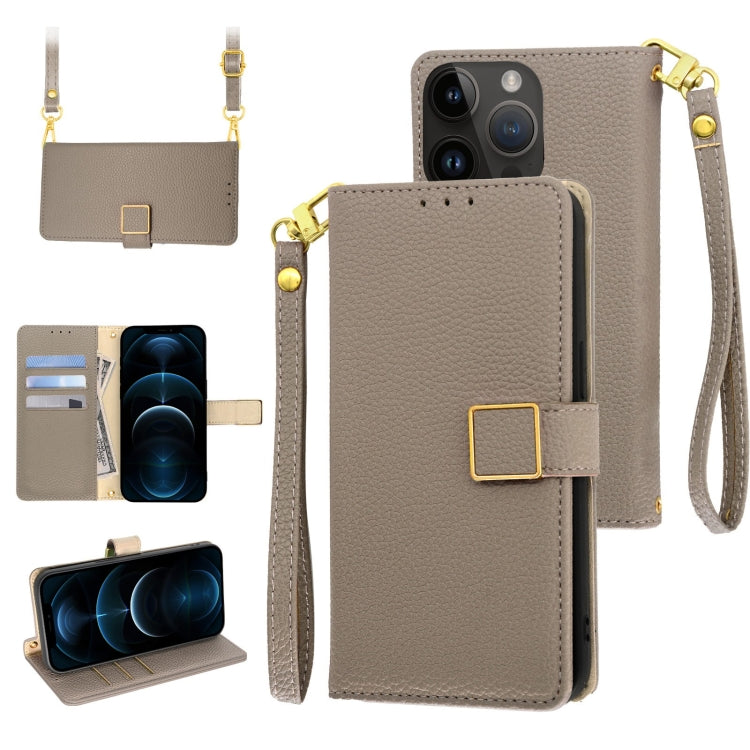 For iPhone 12 Pro Max Crossbody Litchi Texture Square Buckle Leather Phone Case
