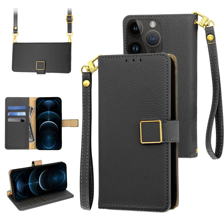 For iPhone 12 Pro Max Crossbody Litchi Texture Square Buckle Leather Phone Case