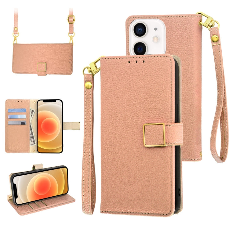 For iPhone 12 mini Crossbody Litchi Texture Square Buckle Leather Phone Case