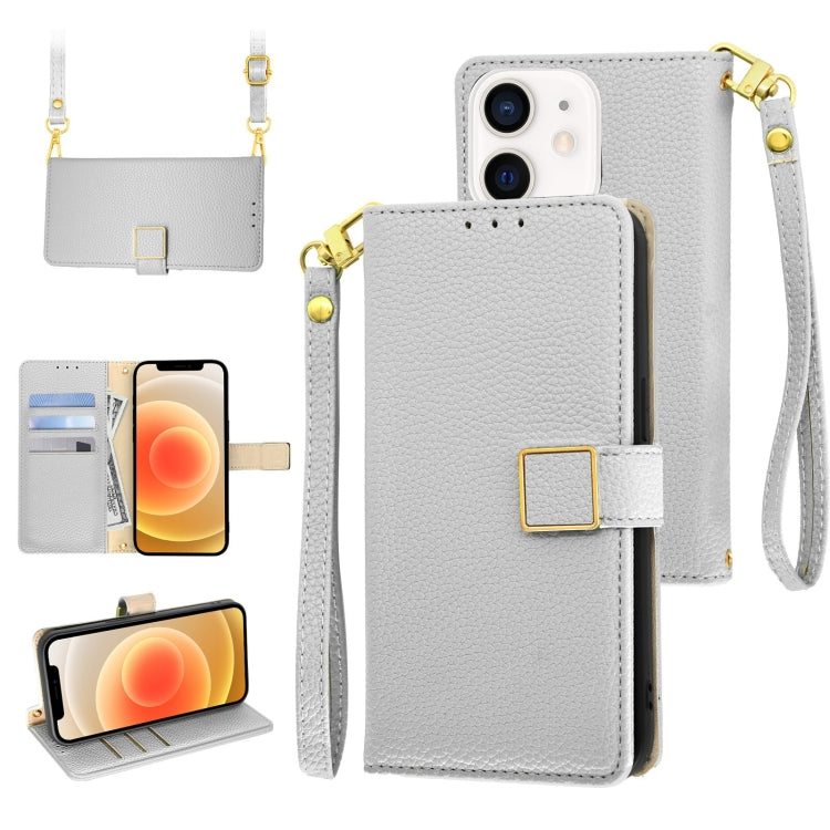 For iPhone 12 mini Crossbody Litchi Texture Square Buckle Leather Phone Case