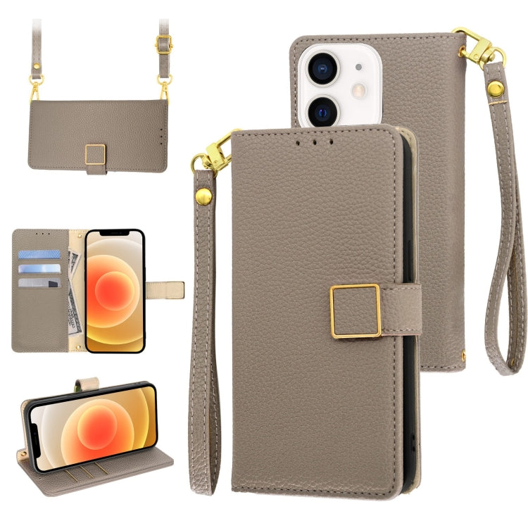 For iPhone 12 mini Crossbody Litchi Texture Square Buckle Leather Phone Case