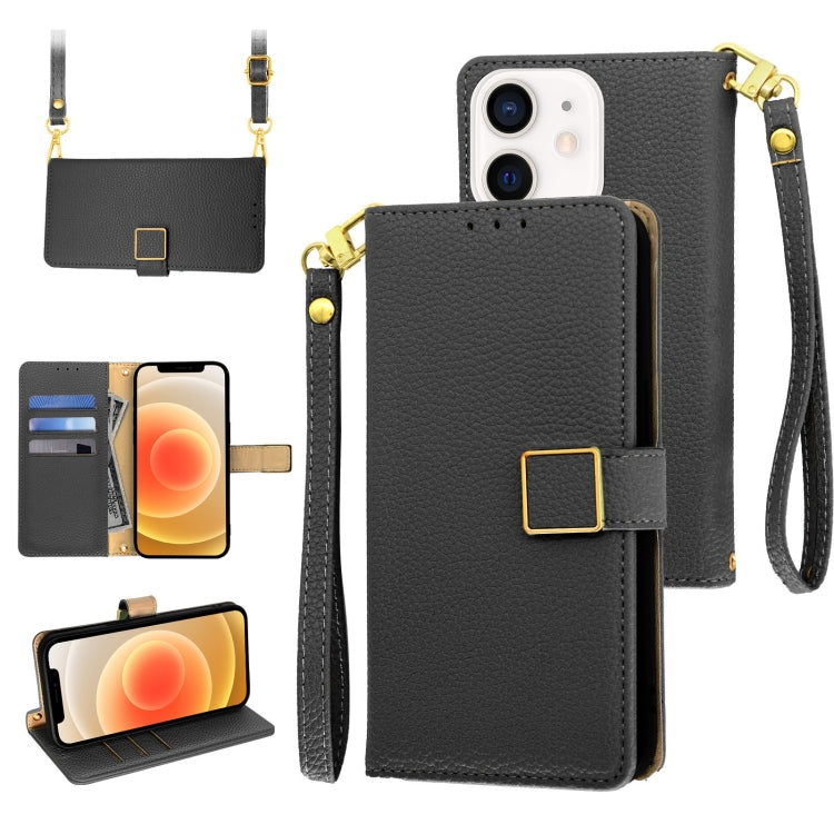 For iPhone 12 mini Crossbody Litchi Texture Square Buckle Leather Phone Case