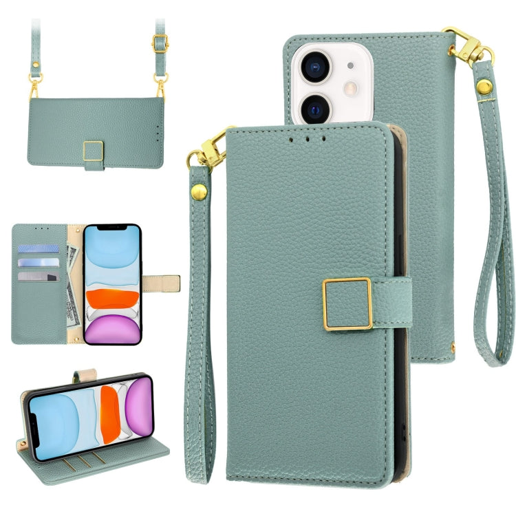 For iPhone 11 Crossbody Litchi Texture Square Buckle Leather Phone Case