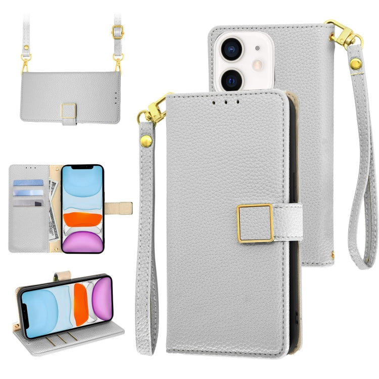 For iPhone 11 Crossbody Litchi Texture Square Buckle Leather Phone Case