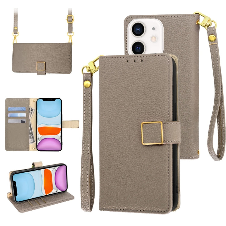 For iPhone 11 Crossbody Litchi Texture Square Buckle Leather Phone Case