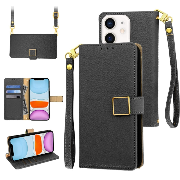 For iPhone 11 Crossbody Litchi Texture Square Buckle Leather Phone Case