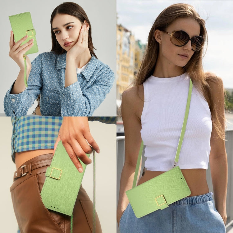 For iPhone 16 Pro Max Crossbody Litchi Texture Square Buckle Leather Phone Case