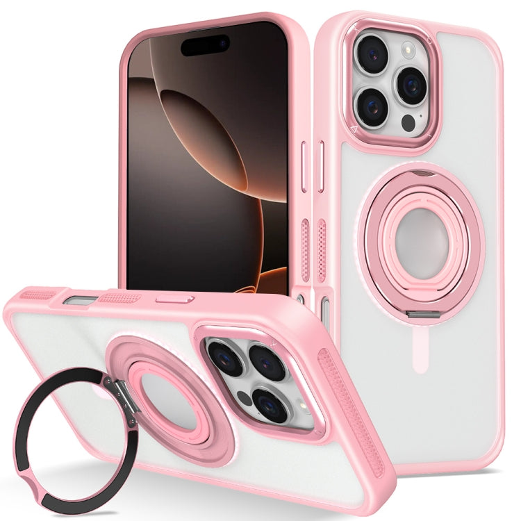 For iPhone 16 Pro Max Skin Feel Matte 360 Degree Rotating Silicone Ring Holder Phone Case
