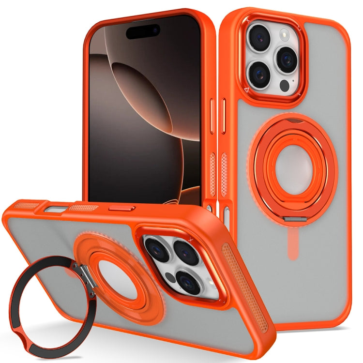 For iPhone 16 Pro Skin Feel Matte 360 Degree Rotating Silicone Ring Holder Phone Case