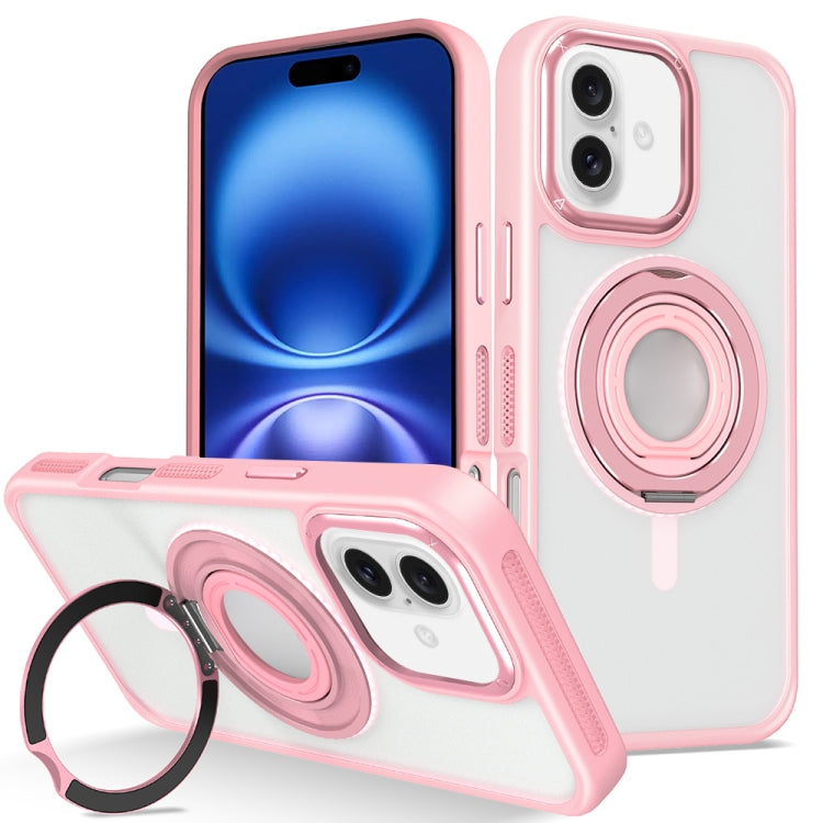For iPhone 16 Plus Skin Feel Matte 360 Degree Rotating Silicone Ring Holder Phone Case