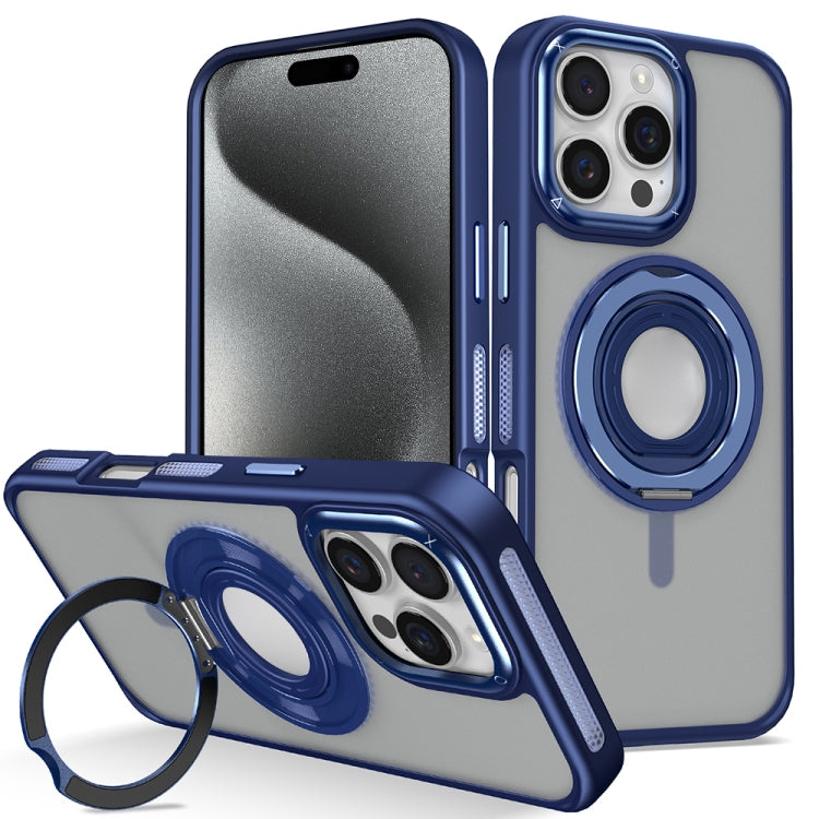 For iPhone 15 Pro Max Skin Feel Matte 360 Degree Rotating Silicone Ring Holder Phone Case