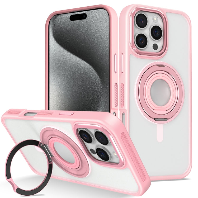 For iPhone 15 Pro Skin Feel Matte 360 Degree Rotating Silicone Ring Holder Phone Case