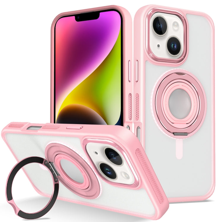 For iPhone 14 Skin Feel Matte 360 Degree Rotating Silicone Ring Holder Phone Case
