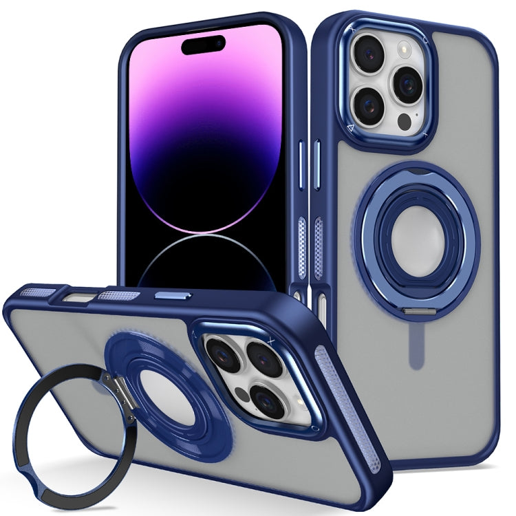 For iPhone 14 Pro Skin Feel Matte 360 Degree Rotating Silicone Ring Holder Phone Case