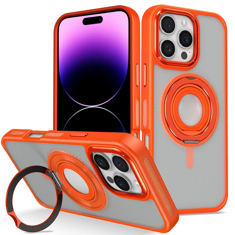 For iPhone 14 Pro Max Skin Feel Matte 360 Degree Rotating Silicone Ring Holder Phone Case