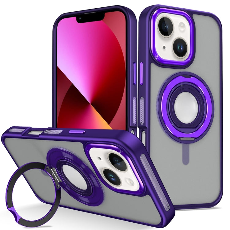 For iPhone 13 Skin Feel Matte 360 Degree Rotating Silicone Ring Holder Phone Case
