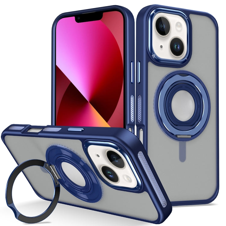 For iPhone 13 Skin Feel Matte 360 Degree Rotating Silicone Ring Holder Phone Case