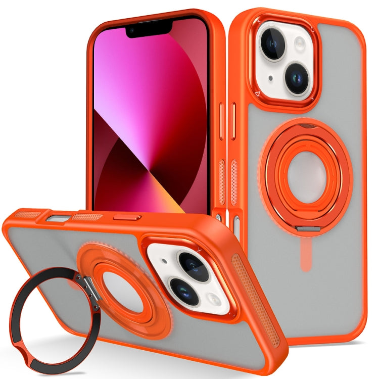 For iPhone 13 Skin Feel Matte 360 Degree Rotating Silicone Ring Holder Phone Case
