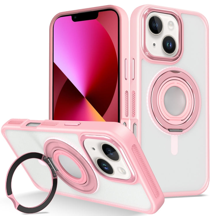 For iPhone 13 Skin Feel Matte 360 Degree Rotating Silicone Ring Holder Phone Case