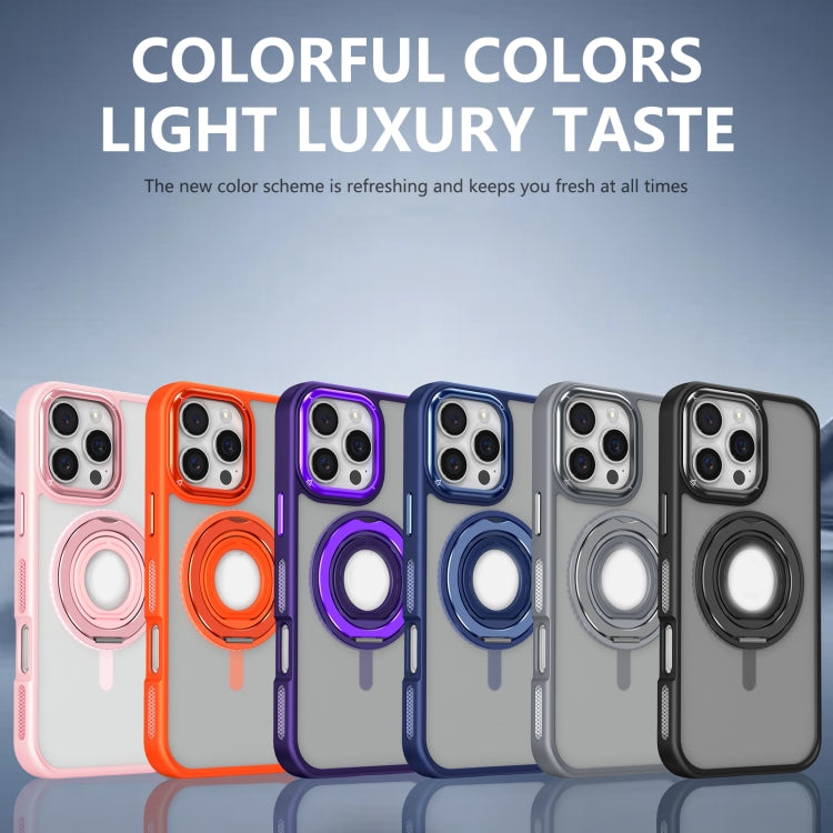 For iPhone 16 Pro Max Skin Feel Matte 360 Degree Rotating Silicone Ring Holder Phone Case