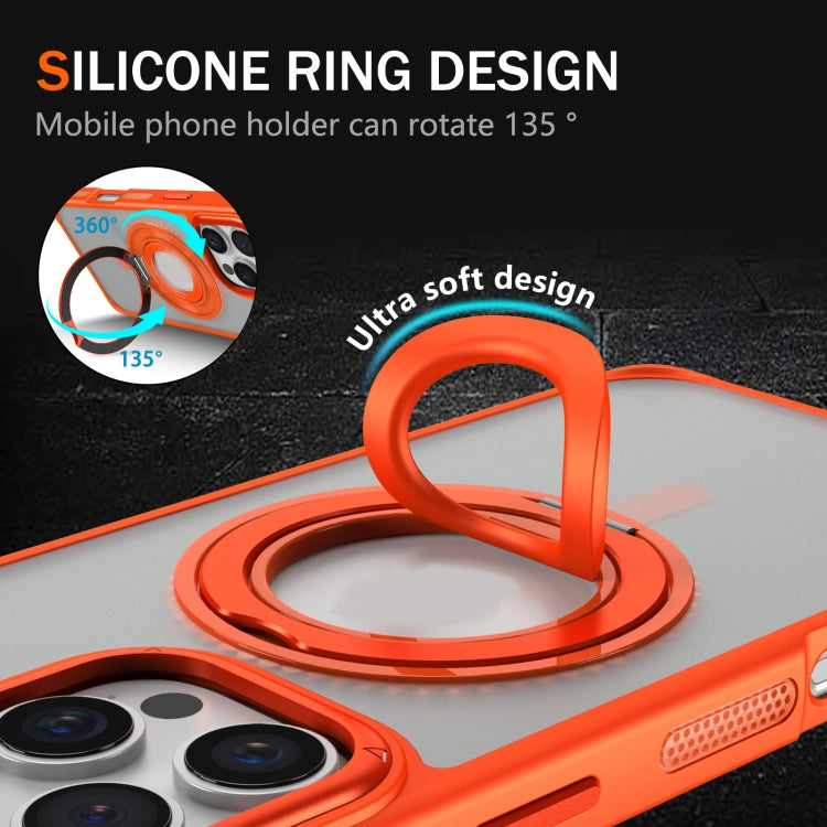 For iPhone 16 Pro Max Skin Feel Matte 360 Degree Rotating Silicone Ring Holder Phone Case