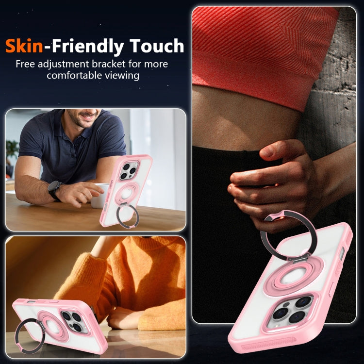 For iPhone 16 Pro Max Skin Feel Matte 360 Degree Rotating Silicone Ring Holder Phone Case