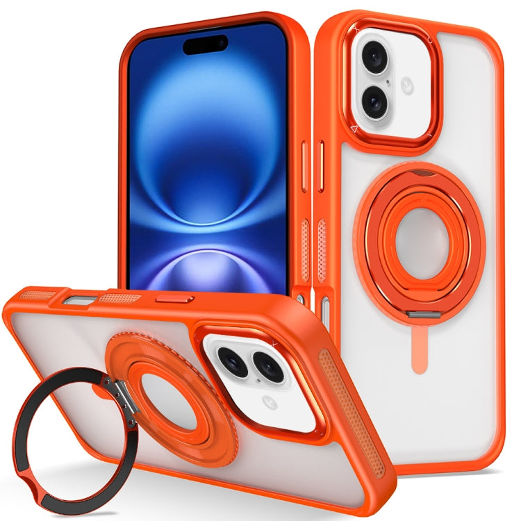 For iPhone 16 Plus Skin Feel Transparent 360 Degree Rotating Silicone Ring Holder Phone Case