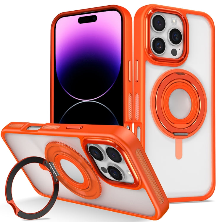 For iPhone 14 Pro Max Skin Feel Transparent 360 Degree Rotating Silicone Ring Holder Phone Case