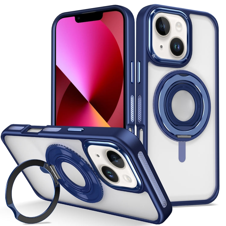 For iPhone 13 Skin Feel Transparent 360 Degree Rotating Silicone Ring Holder Phone Case
