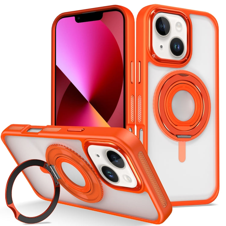 For iPhone 13 Skin Feel Transparent 360 Degree Rotating Silicone Ring Holder Phone Case