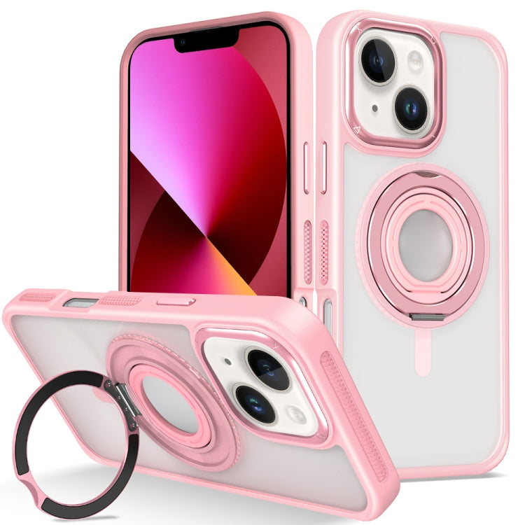 For iPhone 13 Skin Feel Transparent 360 Degree Rotating Silicone Ring Holder Phone Case