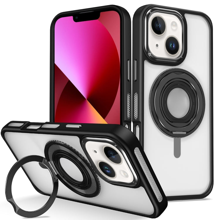 For iPhone 13 Skin Feel Transparent 360 Degree Rotating Silicone Ring Holder Phone Case