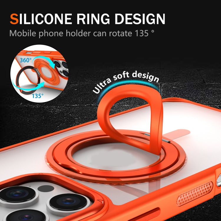 For iPhone 16 Plus Skin Feel Transparent 360 Degree Rotating Silicone Ring Holder Phone Case