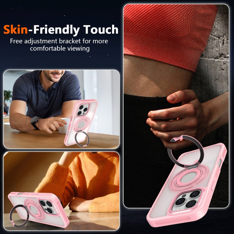 For iPhone 16 Plus Skin Feel Transparent 360 Degree Rotating Silicone Ring Holder Phone Case