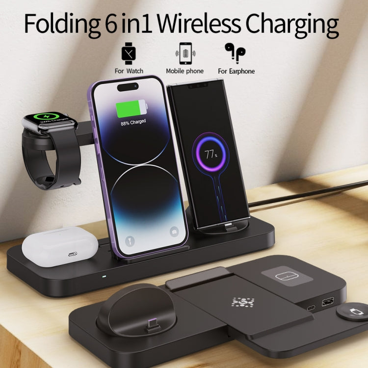 For Huawei Watch B21 6 in 1 Mobile Phone / Earphone Universal Foldable Wireless Charger