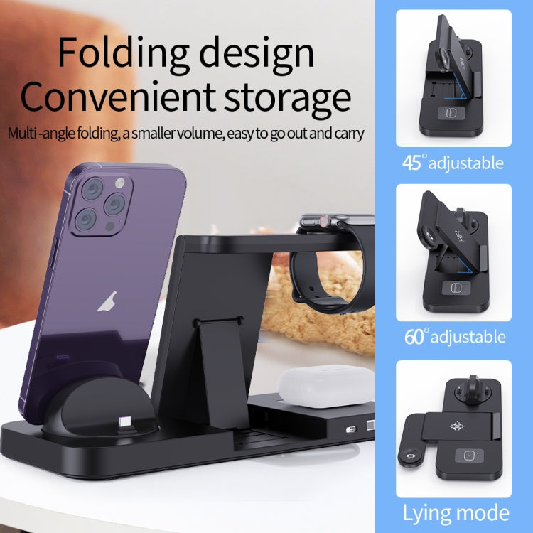For Huawei Watch B21 6 in 1 Mobile Phone / Earphone Universal Foldable Wireless Charger