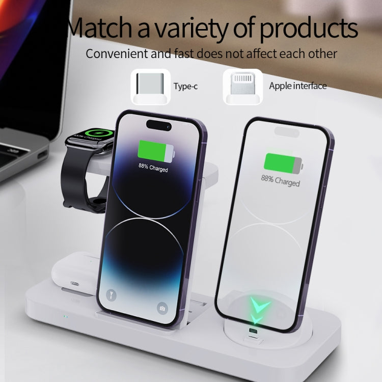 For Huawei Watch B21 6 in 1 Mobile Phone / Earphone Universal Foldable Wireless Charger