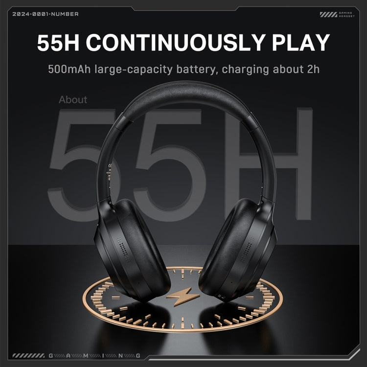 ONIKUMA GT811 Head-mounted Dual Noise Reduction Wireless Bluetooth Earphone - Black