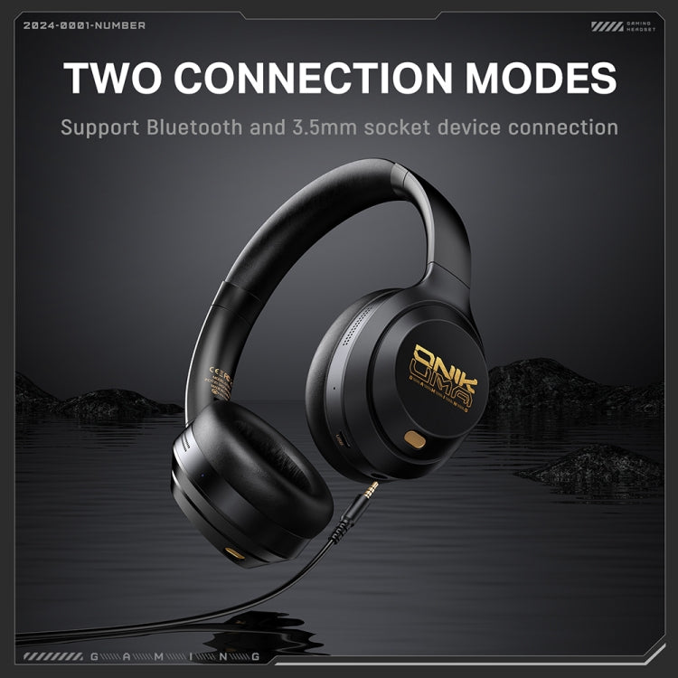 ONIKUMA GT811 Head-mounted Dual Noise Reduction Wireless Bluetooth Earphone - Black