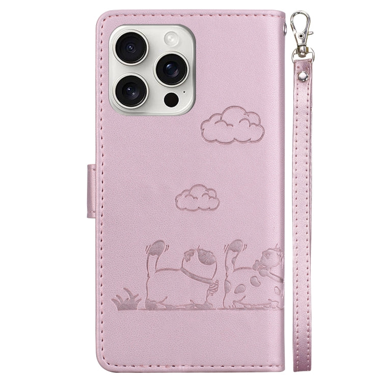 For iPhone 16 Pro Max Cute Cats RFID Leather Phone Case