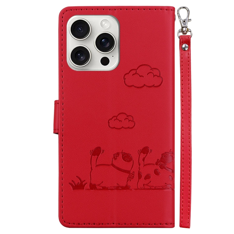 For iPhone 16 Pro Max Cute Cats RFID Leather Phone Case