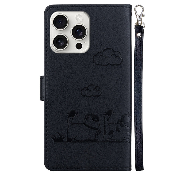 For iPhone 16 Pro Max Cute Cats RFID Leather Phone Case