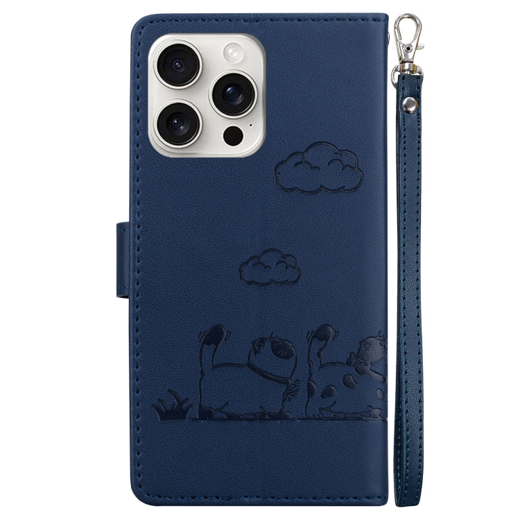 For iPhone 16 Pro Cute Cats RFID Leather Phone Case