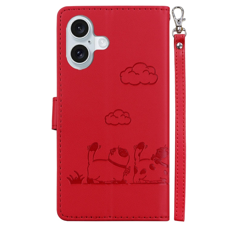 For iPhone 16 Plus Cute Cats RFID Leather Phone Case