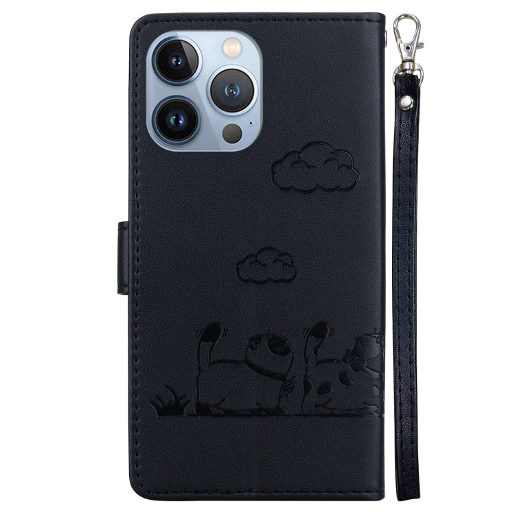 For iPhone 15 Pro Max Cute Cats RFID Leather Phone Case