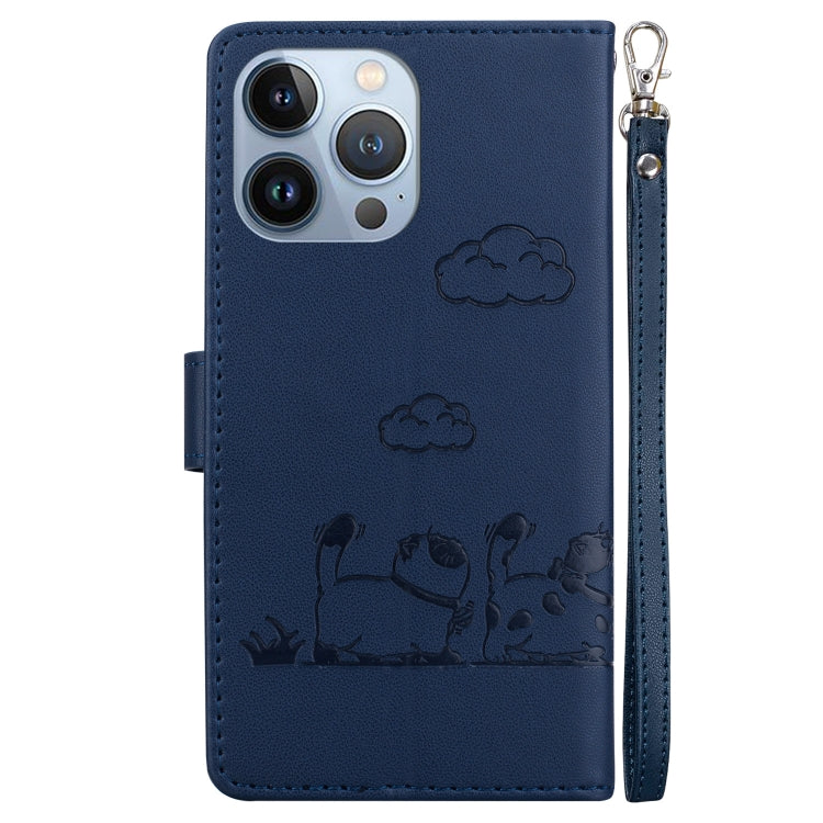 For iPhone 15 Pro Cute Cats RFID Leather Phone Case
