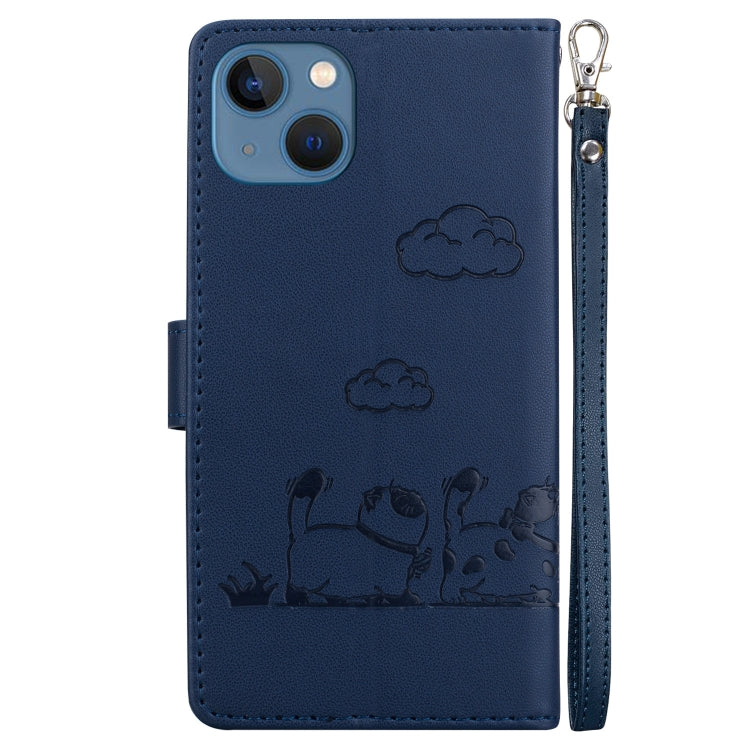 For iPhone 15 Plus Cute Cats RFID Leather Phone Case
