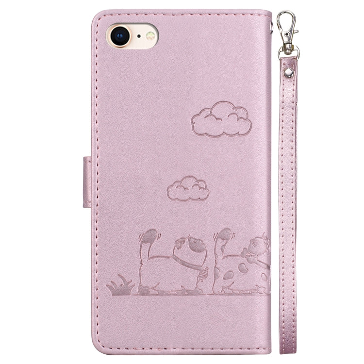 For iPhone 7 / 8 / SE 2022 Cute Cats RFID Leather Phone Case